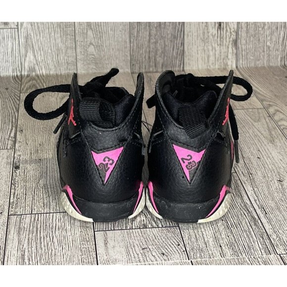 Air Jordan 7 Retro Black Pink and White Sneaker, Great Condition, Child 6C - Picture 2 of 5